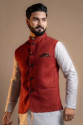 Vibrant Red Nehru Jacket