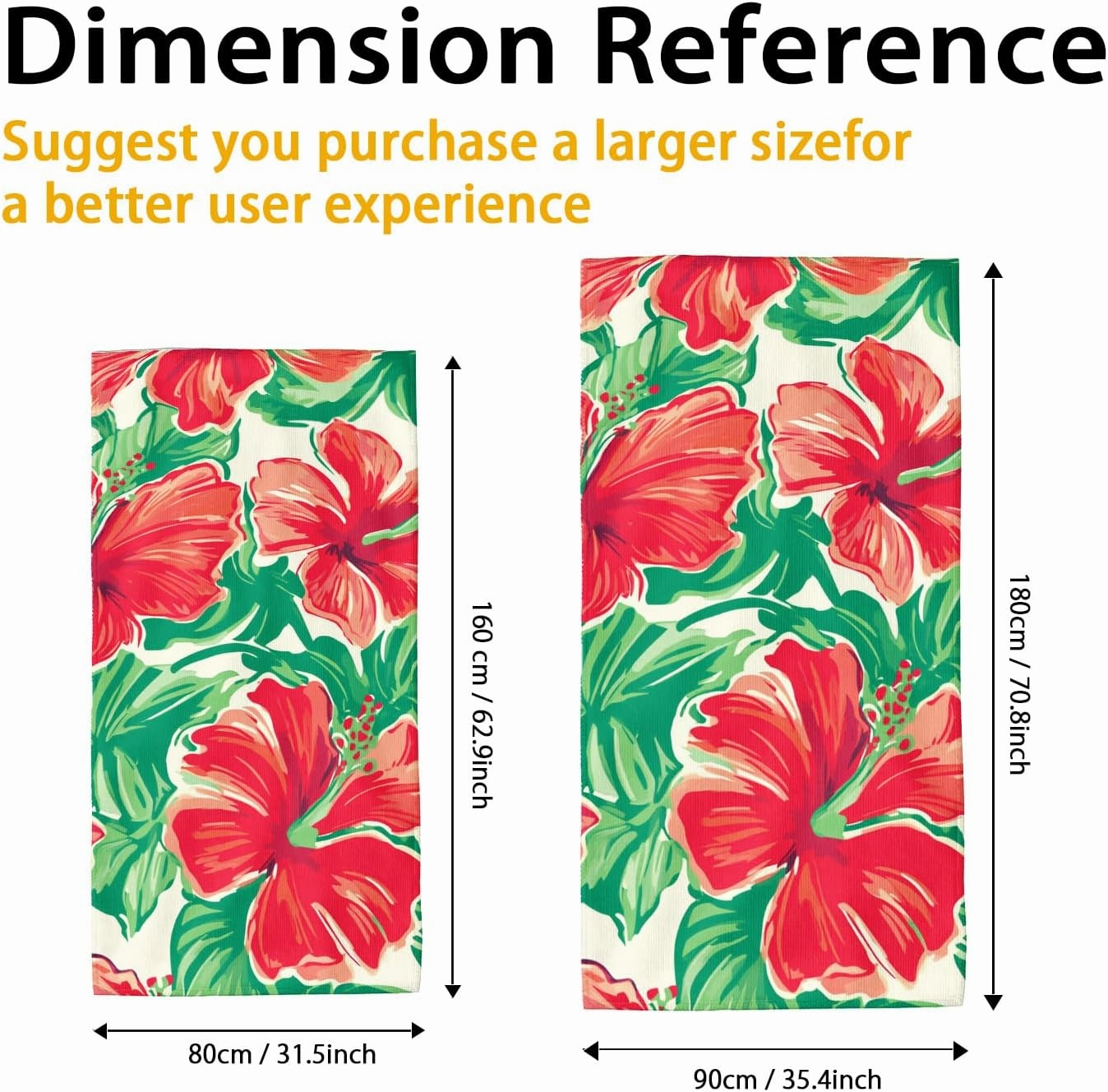 Vibrant Tropical Hibiscus Beach Towel Red Floral Lightweight Soft Bath Towel, Quick Dry Absorbent Sand Free Pool Blanket, Vacation Picnic Essentials 70x35 Inch