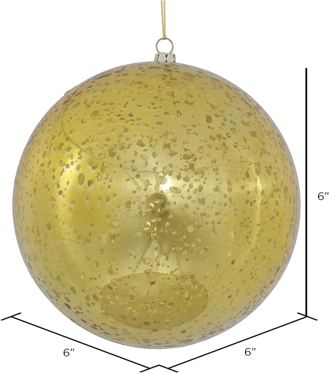 Vickerman 6" Christmas Ornament Ball, Gold Shiny Mercury Finish, Shatterproof Plastic, Holiday Christmas Tree Decoration, 4 Pack