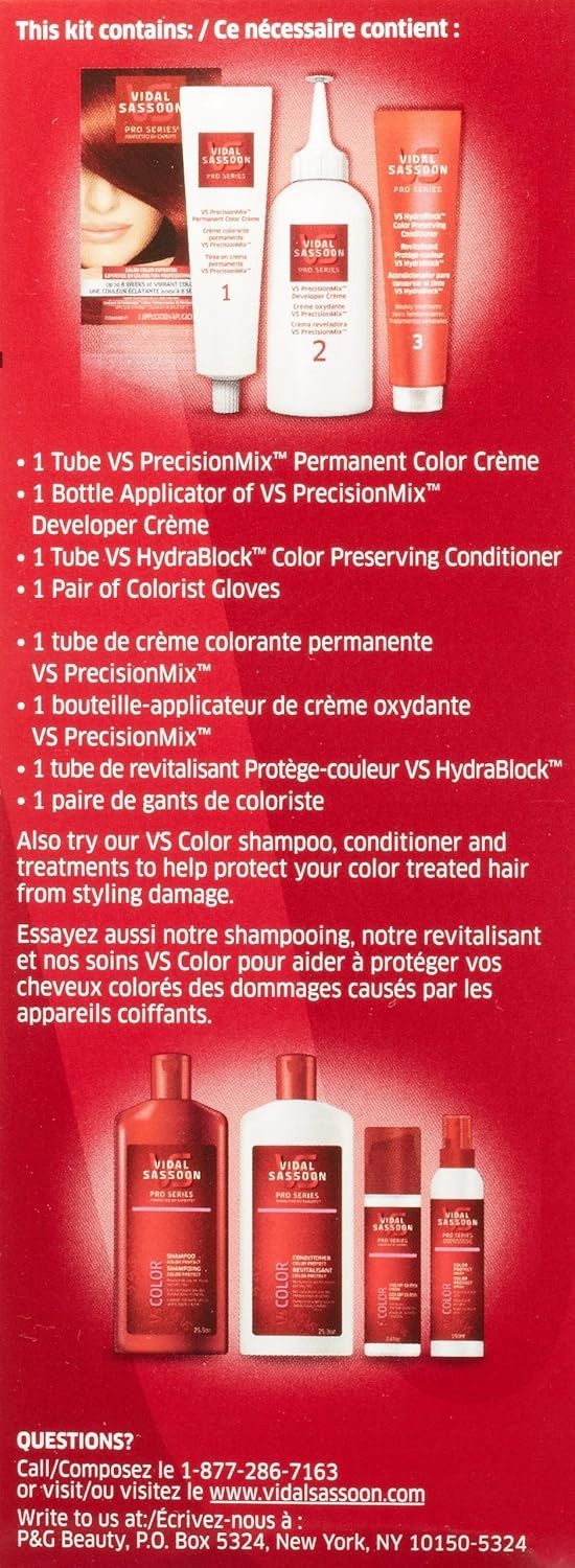 Vidal Sassoon Pro Series Permanent Hair Dye, 5RR Medium Vibrant Red Hair Color, Pack of 1