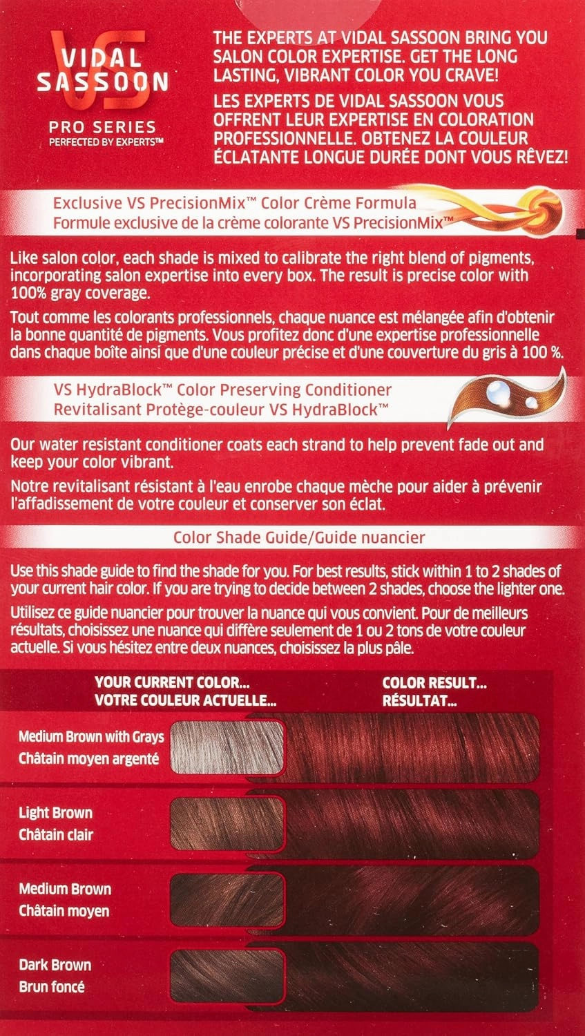 Vidal Sassoon Pro Series Permanent Hair Dye, 5RR Medium Vibrant Red Hair Color, Pack of 1