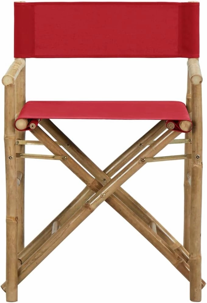 vidaXL Folding Director's Chairs 2 Pcs Camping Chair Red Bamboo and Fabric