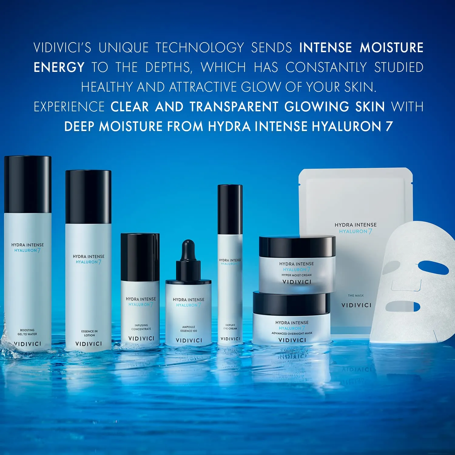VIDIVICI Hydra Intense Hyaluron7 Boosting Gel to Water – Hydrating Essence with Hyaluronic Acid and Marine Extracts – Moisture Booster – Irritation Free 4.06 fl.oz.