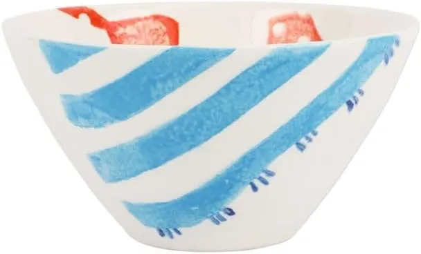 Vietri Riviera Red Bikini Soup/Cereal Bowl, 3.5'' H Earthenware Kitchen & Dining Deep Oatmeal Dish