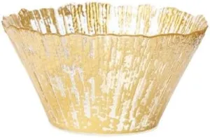 Vietri Rufolo Italian Glass Small Deep Bowl, Decorative Fruit Candy Dish, Elegant Office Home Decor 6.5 Inch Gold