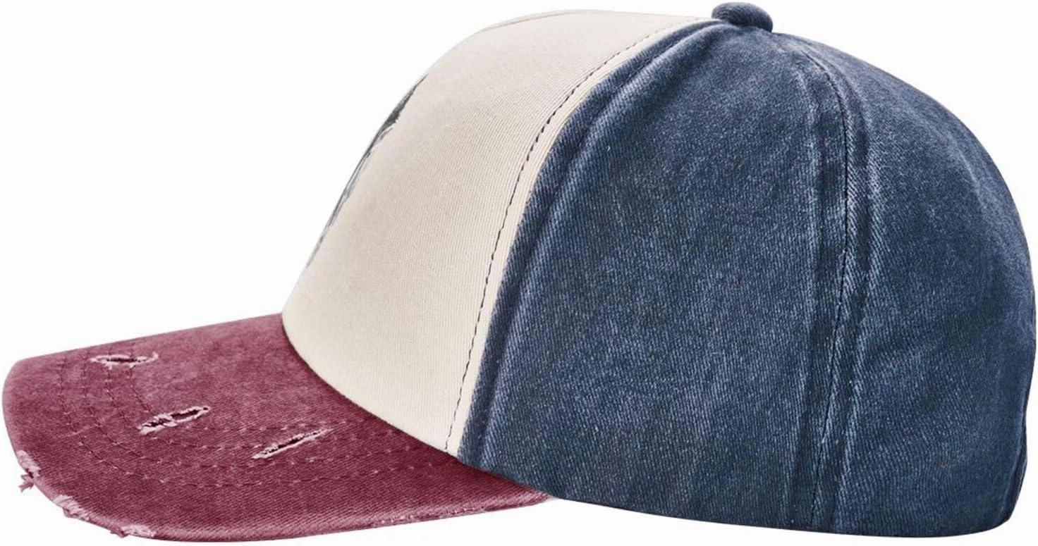 Viking Norse Wolf Raven,Denim Baseball Caps - Vintage Trucker Hats Dark Red