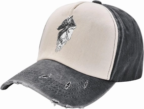 Viking Norse Wolf Raven,Denim Baseball Caps - Vintage Trucker Hats Dark Red