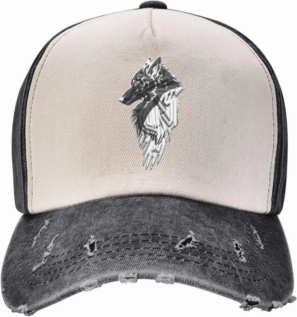 Viking Norse Wolf Raven,Denim Baseball Caps - Vintage Trucker Hats Dark Red