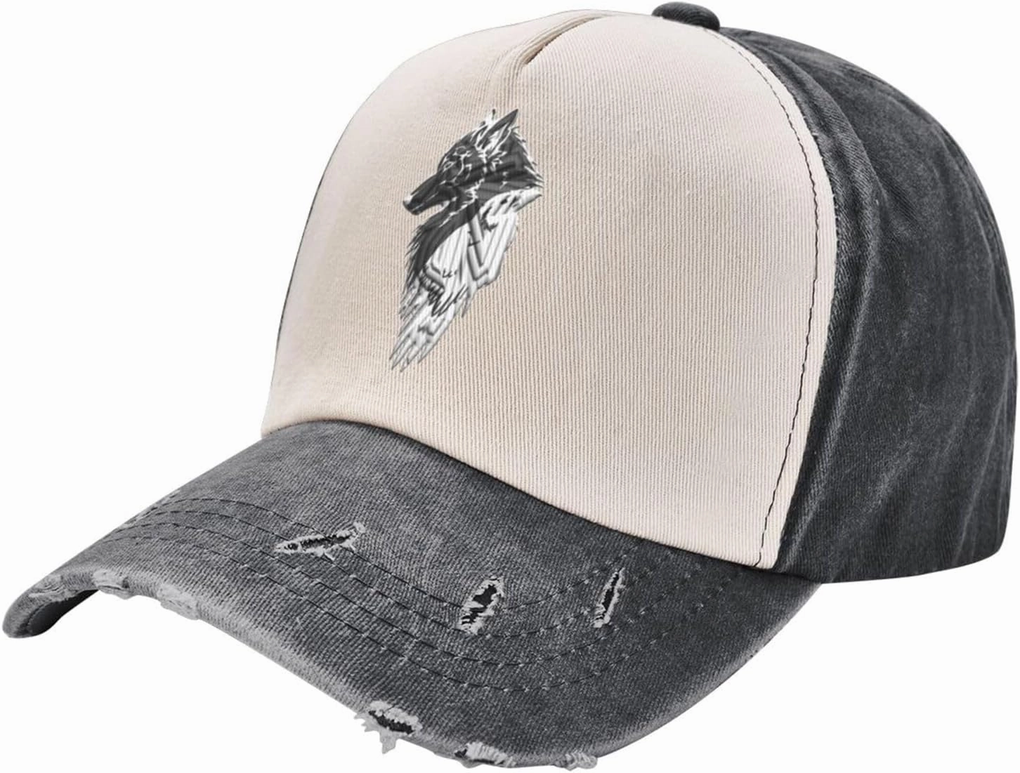Viking Norse Wolf Raven,Denim Baseball Caps - Vintage Trucker Hats Dark Red
