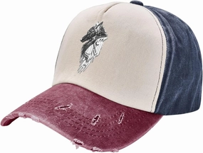 Viking Norse Wolf Raven,Denim Baseball Caps - Vintage Trucker Hats Dark Red