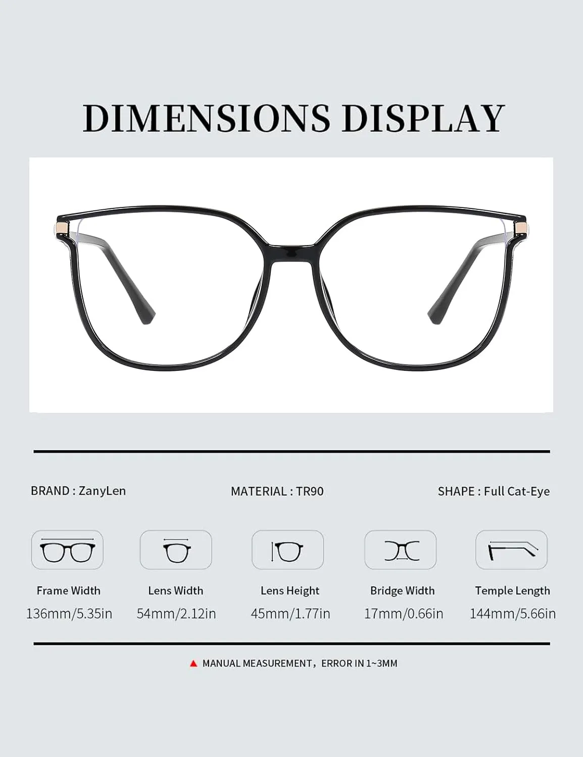 Vintage Cat-eye Blue Light Blocking Glasses for Women, Lightweight TR90 Fashion Eyeglasses