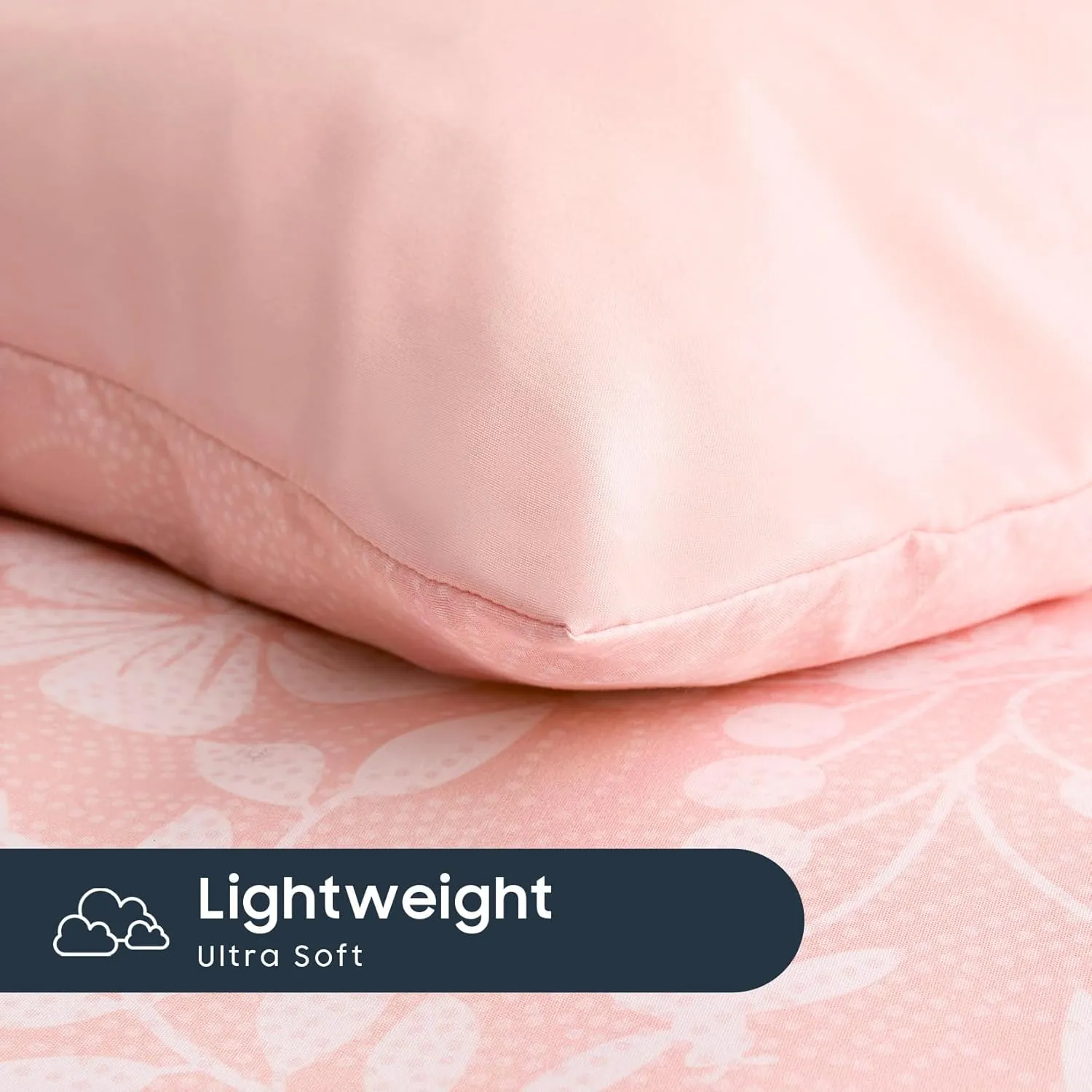 Wake In Cloud - Floral Comforter Set, Botanical Elegant Flower Tree Leaf Modern Pattern Printed for Men Women, Soft Lightweight Bedding, 3 Pieces, Pink, Full Size