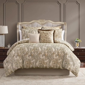 Waterford Arden 8 Piece King Comforter Set, Beige