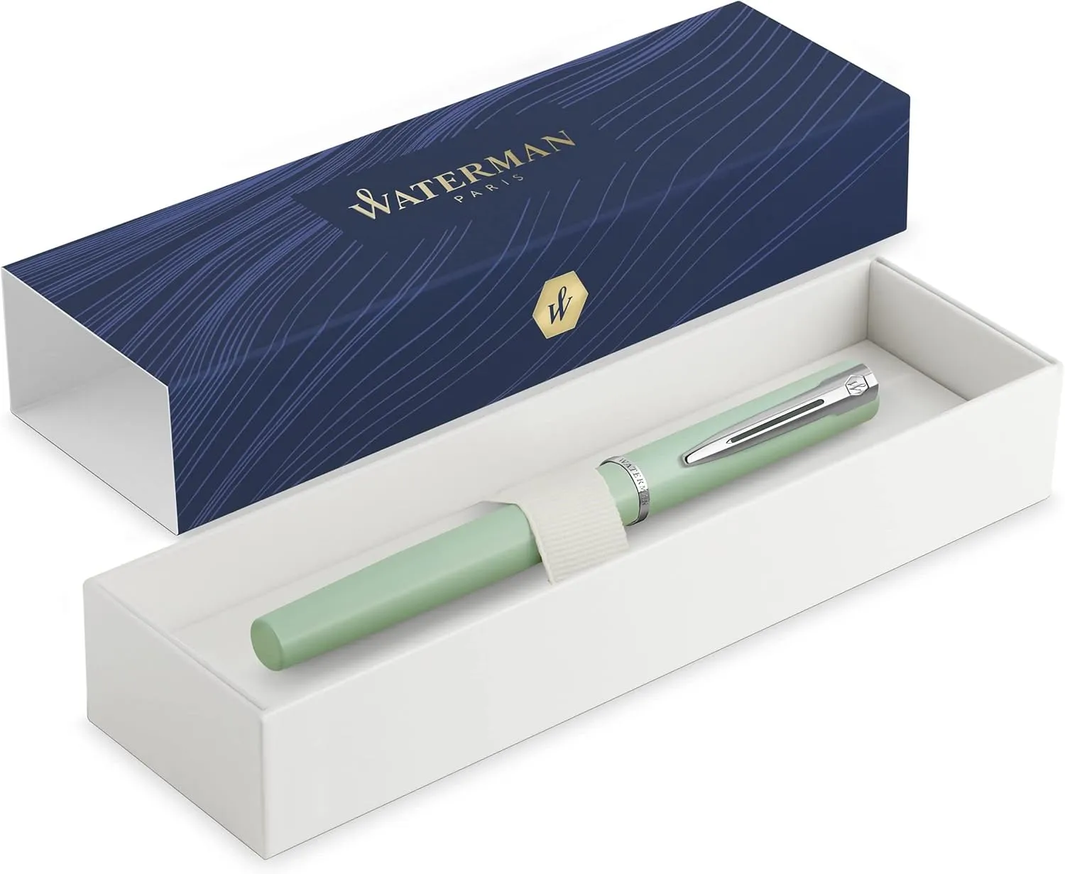 Waterman Allure Fountain Pen | Mint Green Matte Lacquer with Chrome Trim | Fine Stainless Steel Nib | Blue Ink | With Gift Box
