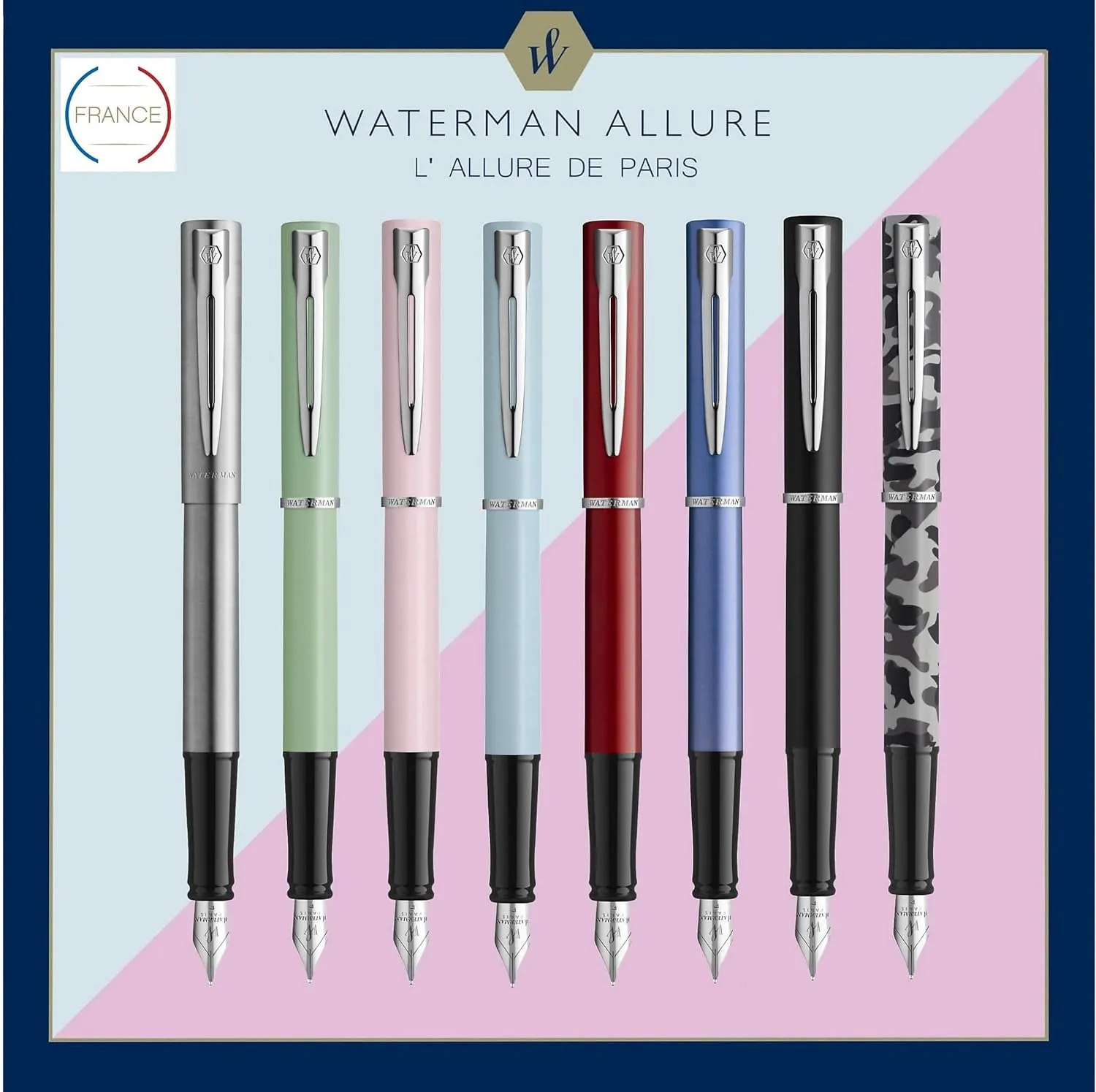 Waterman Allure Fountain Pen | Mint Green Matte Lacquer with Chrome Trim | Fine Stainless Steel Nib | Blue Ink | With Gift Box