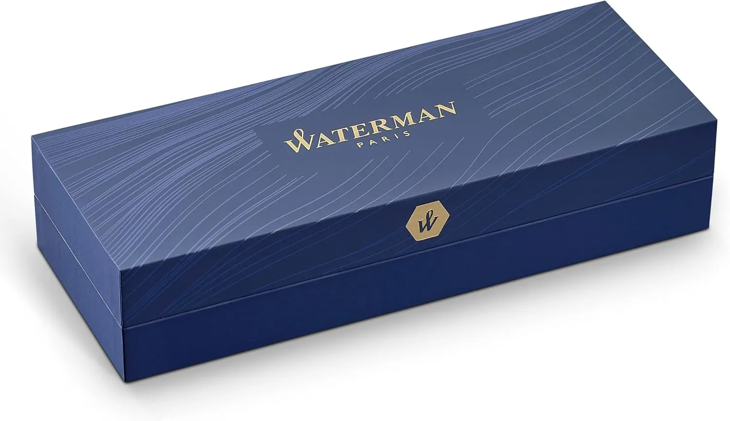 Waterman Carène Black Sea Fountain Pen, High-Gloss Black & 23k Gold Clip, Medium Nib with Blue Ink Cartridge, Gift Box