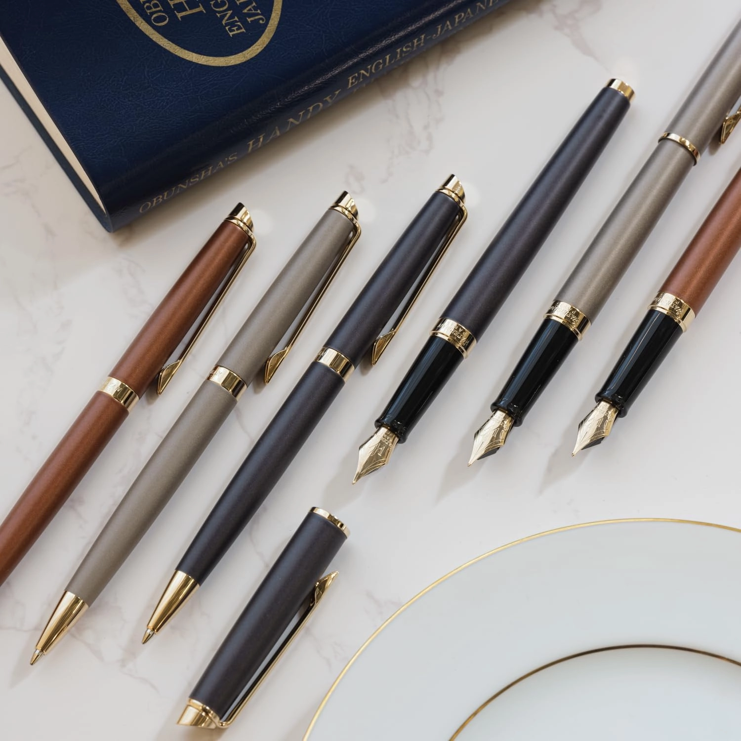WATERMAN 2217938 Metropolitan Essential Copper Red GT Ballpoint Pen Fine Point Oil Based Gift Gift Luxury Official Authentic Imported