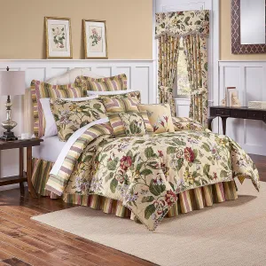 Waverly Laurel Springs Modern Farmhouse Floral 4-Piece Reversible Comforter Set, King, Parchment