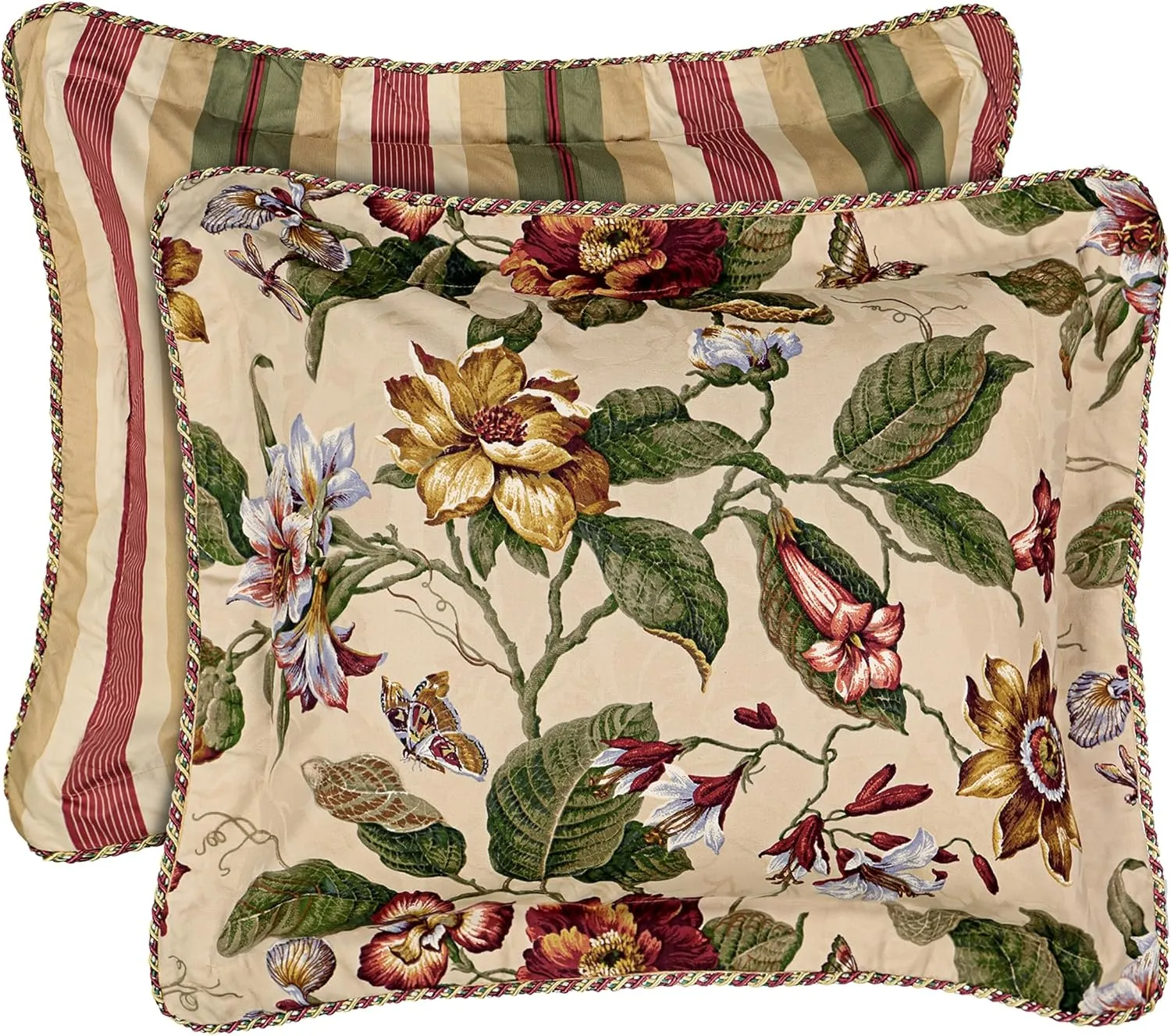 Waverly Laurel Springs Modern Farmhouse Floral 4-Piece Reversible Comforter Set, King, Parchment