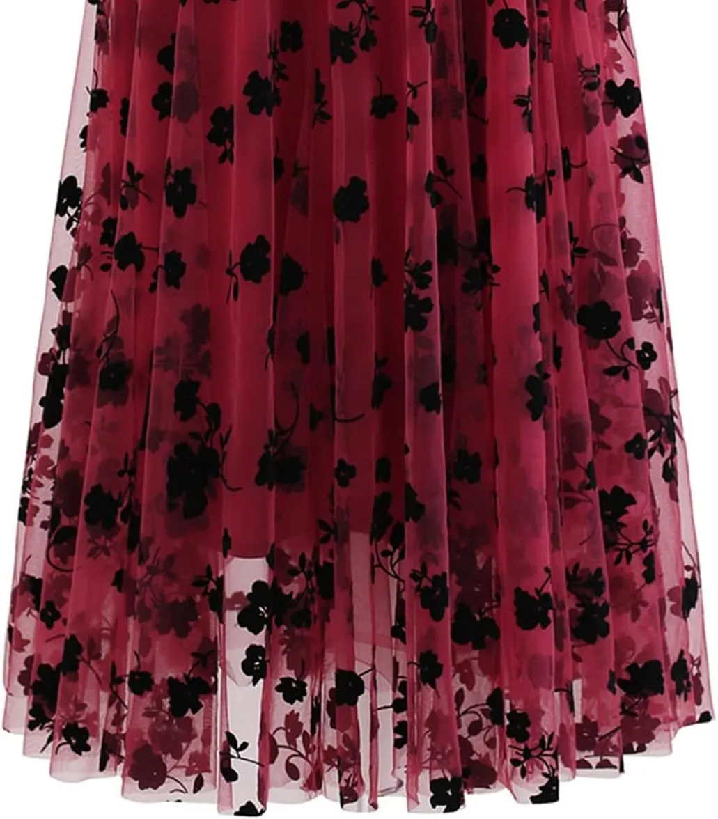 WDPL Wedding Planning Women's Long Maxi Tulle Special Occasion Bustle Night Out Skirt