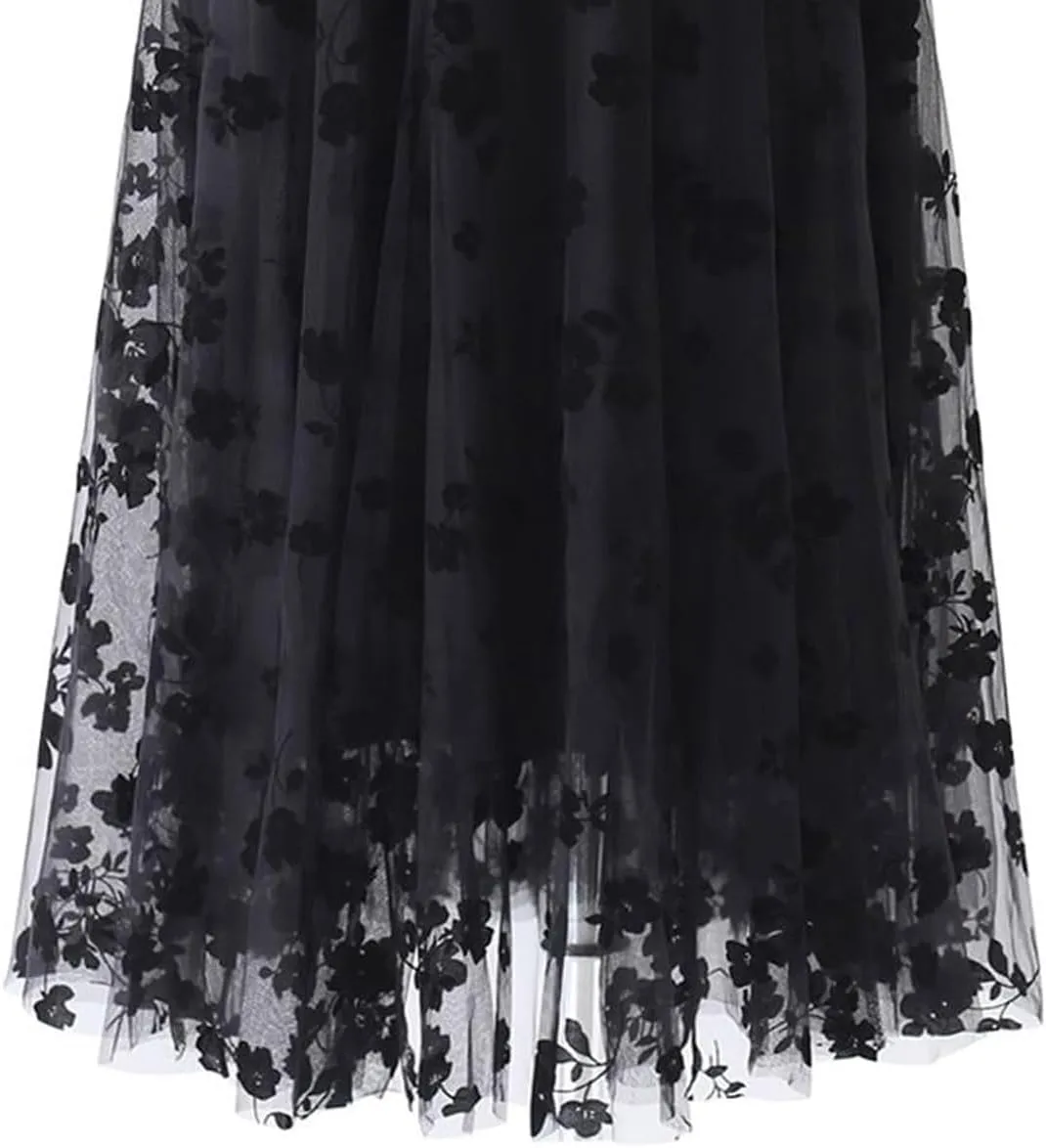 WDPL Wedding Planning Women's Long Maxi Tulle Special Occasion Bustle Night Out Skirt