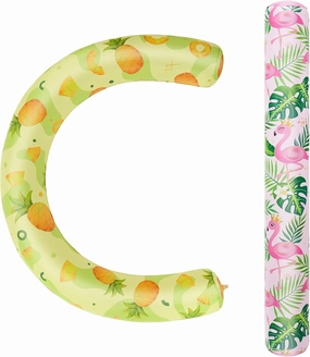 WERNNSAI Inflatable Swimming Noodles Set - 2 Pack Pool Noodles Floats for Adults Pool Noodle Pink Yellow Curved Swimming Pool Float for Summer Vacation Sea Beach Lake Party