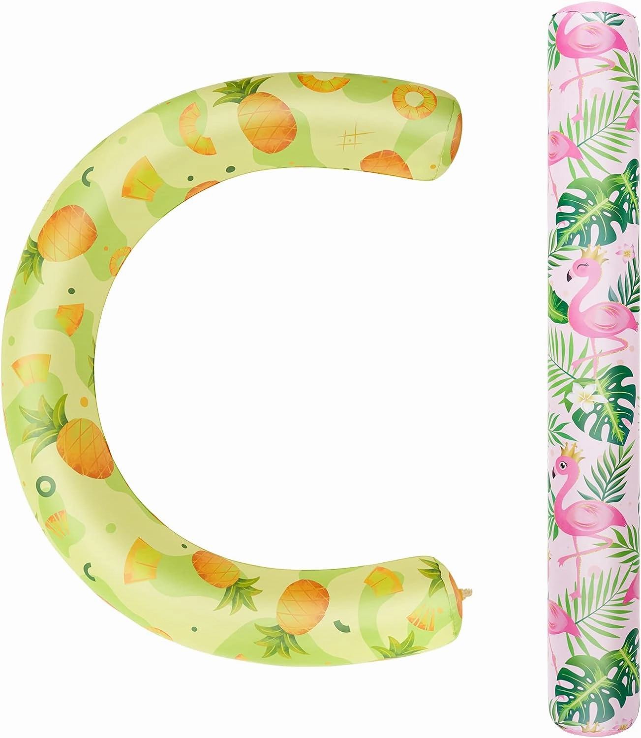 WERNNSAI Inflatable Swimming Noodles Set - 2 Pack Pool Noodles Floats for Adults Pool Noodle Pink Yellow Curved Swimming Pool Float for Summer Vacation Sea Beach Lake Party