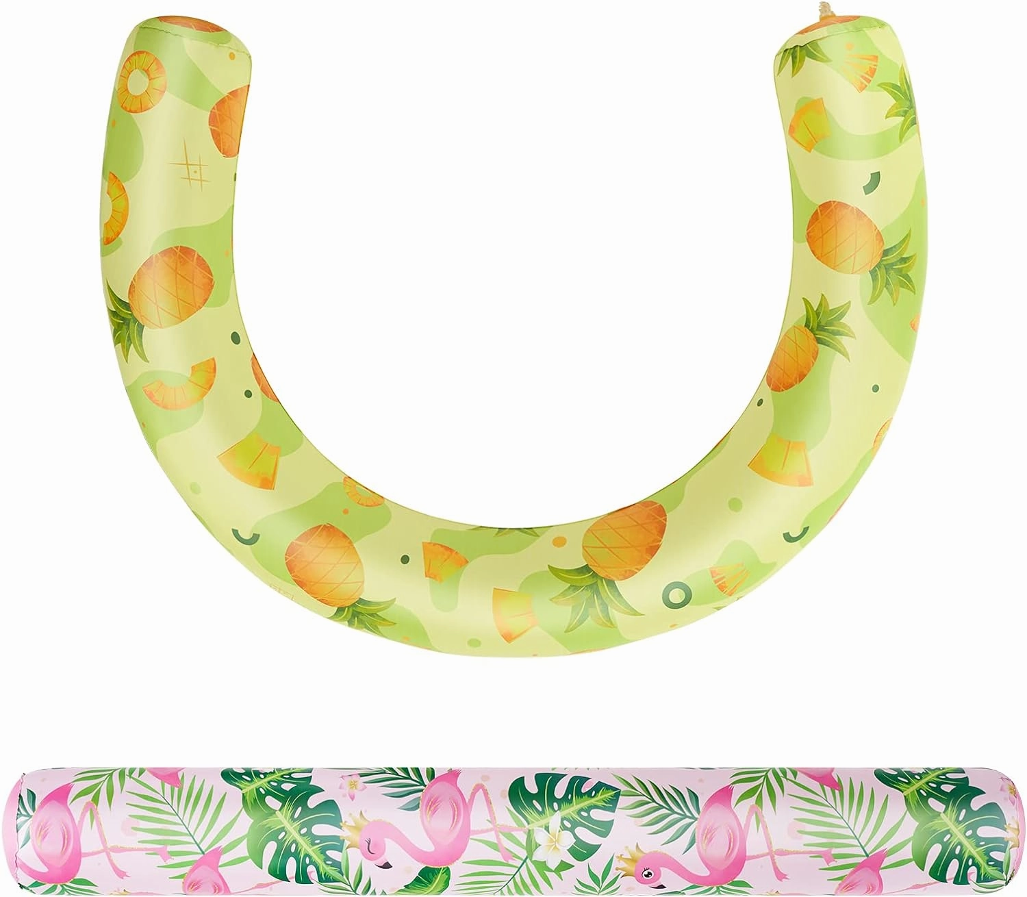 WERNNSAI Inflatable Swimming Noodles Set - 2 Pack Pool Noodles Floats for Adults Pool Noodle Pink Yellow Curved Swimming Pool Float for Summer Vacation Sea Beach Lake Party