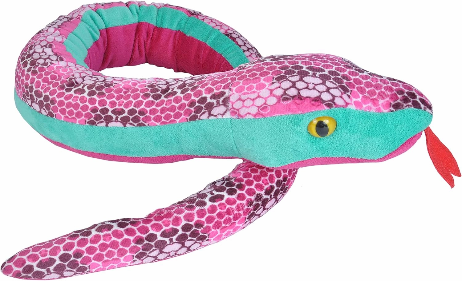 Wild Republic Snake Plush Giant Stuffed Animal Toy, Honeycomb Pink, 54"