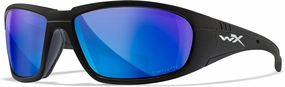 Wiley X WX Boss Captivate Polarized Sunglasses, Safety Glasses for Men and Women, UV Eye Protection for Shooting, Fishing, Biking, and Extreme Sports, Matte Black Frames, Blue Mirror Tinted Lenses