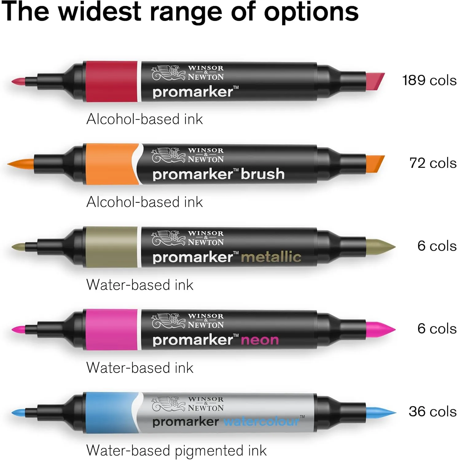 Winsor & Newton ProMarker Brush Set, 12 Count, Vibrant Tones