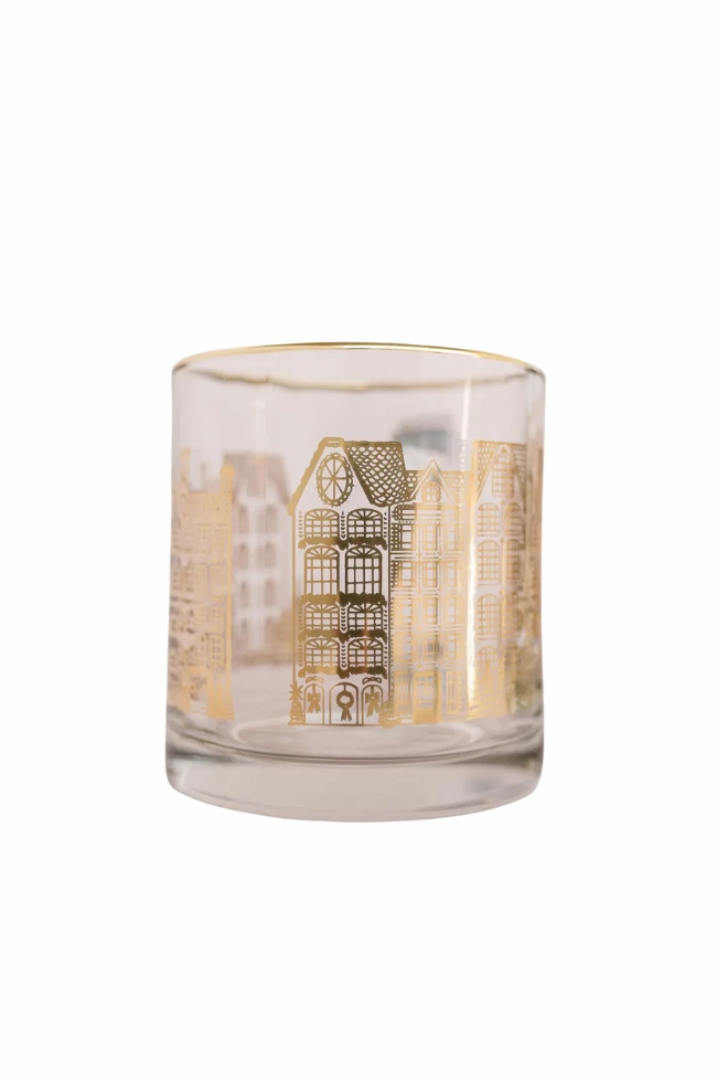 Winter Village Gold Clear Glass Mug