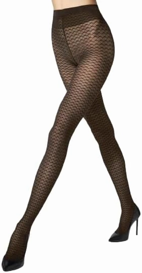 Wolford Graphic Pattern Tights for Women 30 Denier Hosiery Pantuhose Sheer-Opaque Net Effect Sustainably Dyed Soft Waistband