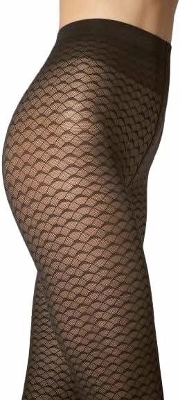 Wolford Graphic Pattern Tights for Women 30 Denier Hosiery Pantuhose Sheer-Opaque Net Effect Sustainably Dyed Soft Waistband