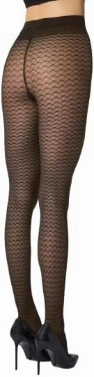 Wolford Graphic Pattern Tights for Women 30 Denier Hosiery Pantuhose Sheer-Opaque Net Effect Sustainably Dyed Soft Waistband