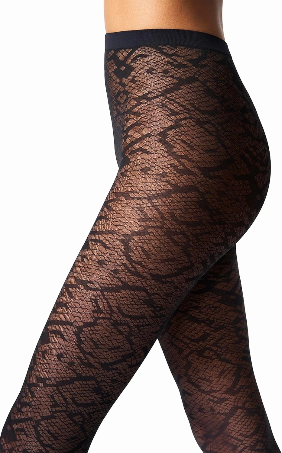 Wolford Snake Jacquard Tights For Women 30 Denier Matte Snakeskin Patterned with Soft Knitted Waistband Circular Knit Design