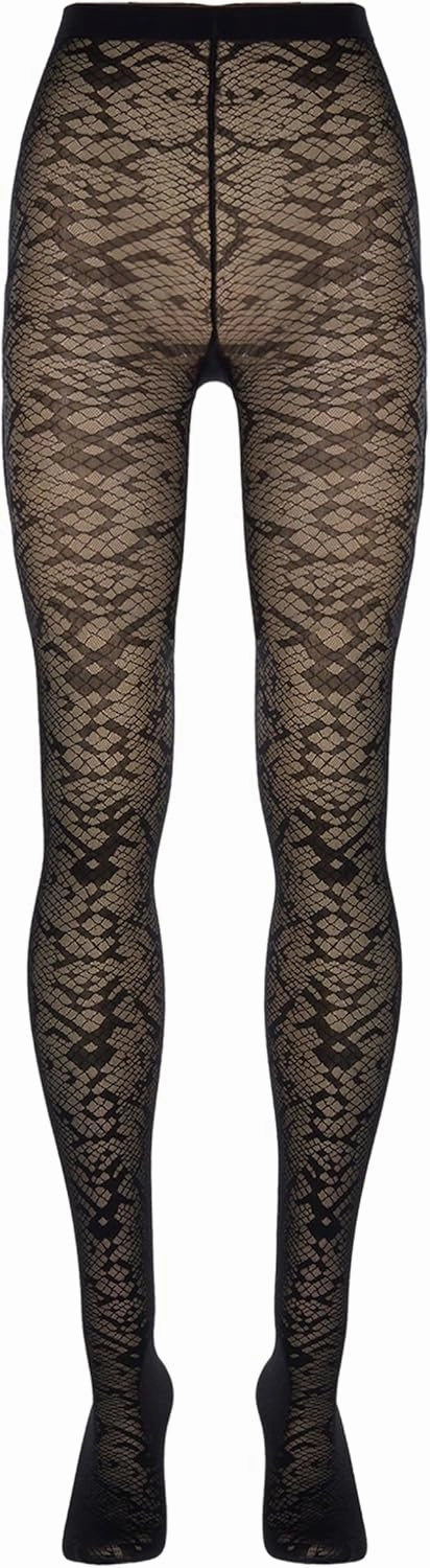 Wolford Snake Jacquard Tights For Women 30 Denier Matte Snakeskin Patterned with Soft Knitted Waistband Circular Knit Design