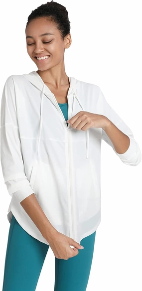 Women Long Sleeve UV Protection Loose Yoga Jacket Comfy Zipper Hoodied Jogging Jacket