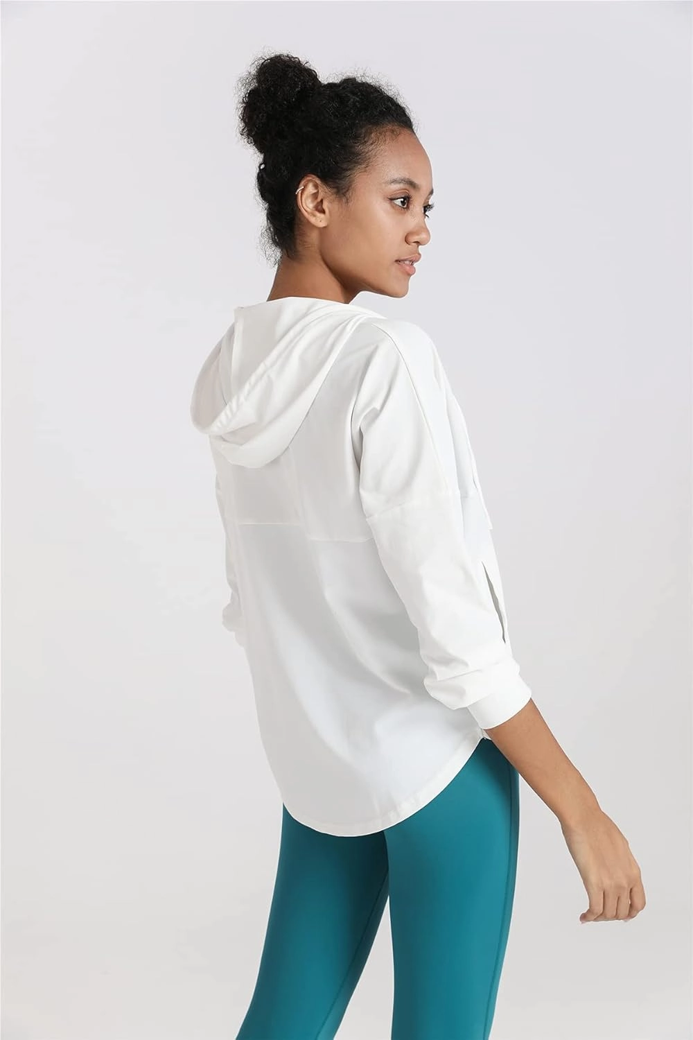 Women Long Sleeve UV Protection Loose Yoga Jacket Comfy Zipper Hoodied Jogging Jacket