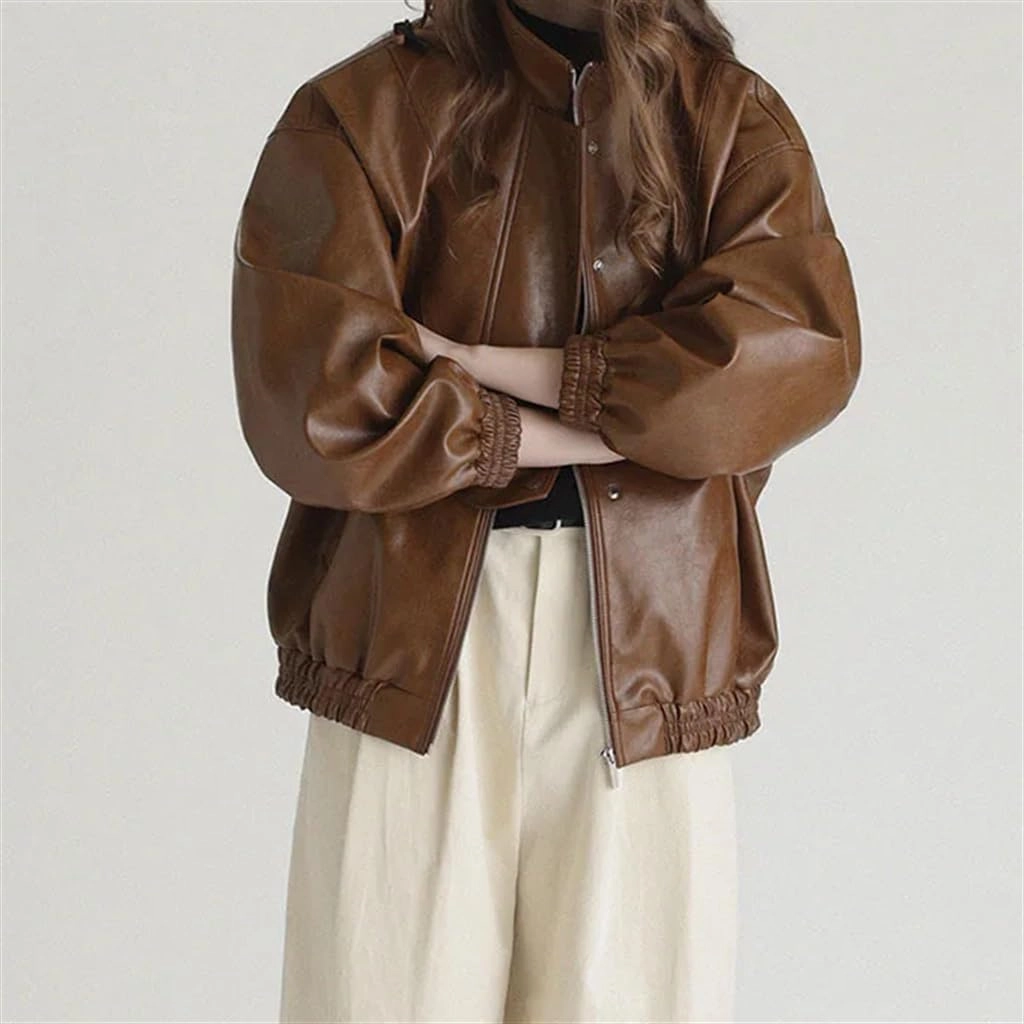 Women's Coat Aviator Jacket Spring And Autumn American Vintage Brown Aviator Jacket