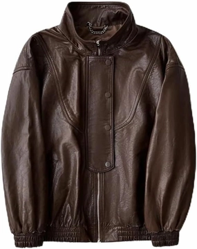 Women's Coat Aviator Jacket Spring And Autumn American Vintage Brown Aviator Jacket