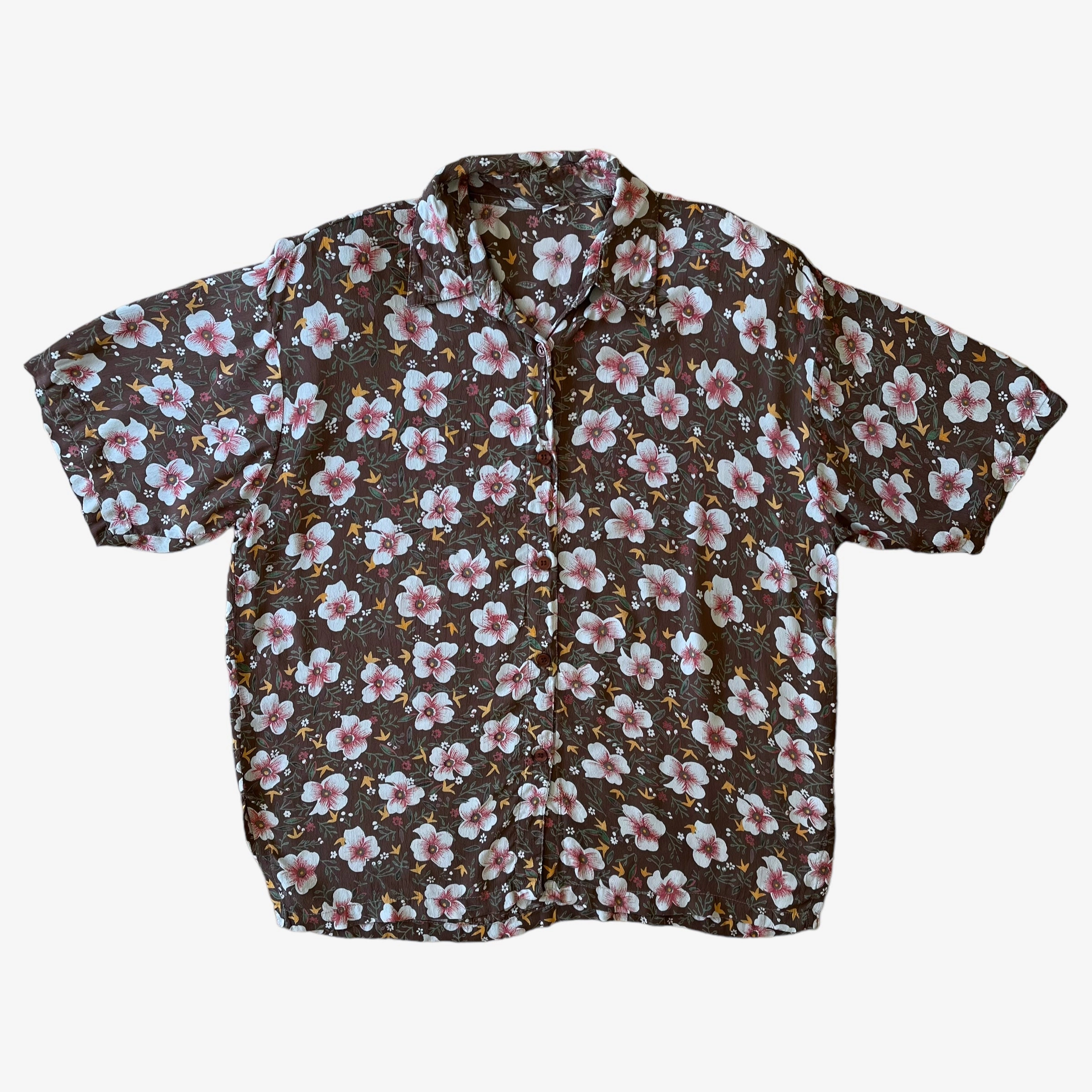 Women's Floral Print Short Sleeve Shirt