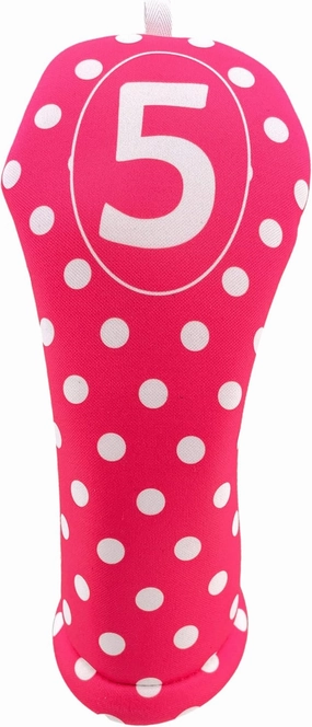 Women’s Hot Pink & White Polka Dots | BeeJoss Golf Club Headcover | Driver Fairway Hybrid-Sold Separately | Handmade in USA