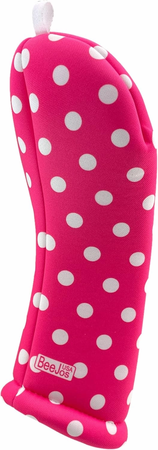 Women’s Hot Pink & White Polka Dots | BeeJoss Golf Club Headcover | Driver Fairway Hybrid-Sold Separately | Handmade in USA