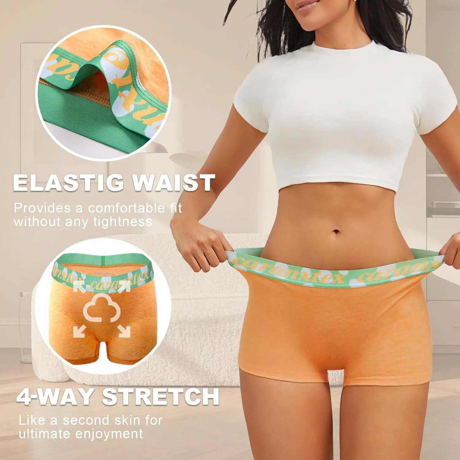 Womens Boxer Briefs Boy Shorts Underwear for Women Full Coverage Soft Stretch Panties 4 Pack