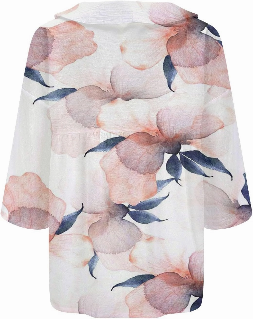 Womens Long Sleeve Button Down Women's Floral Butterfly Print Natural Autumn Casual Long Sleeve Loose Fit Collared