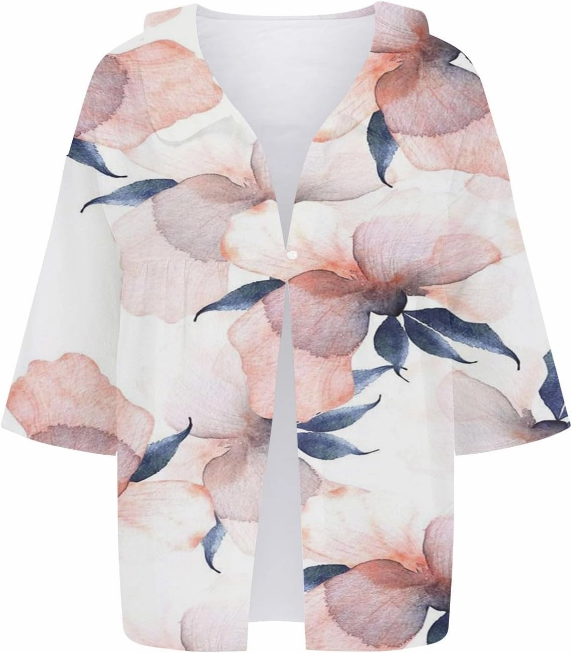 Womens Long Sleeve Button Down Women's Floral Butterfly Print Natural Autumn Casual Long Sleeve Loose Fit Collared