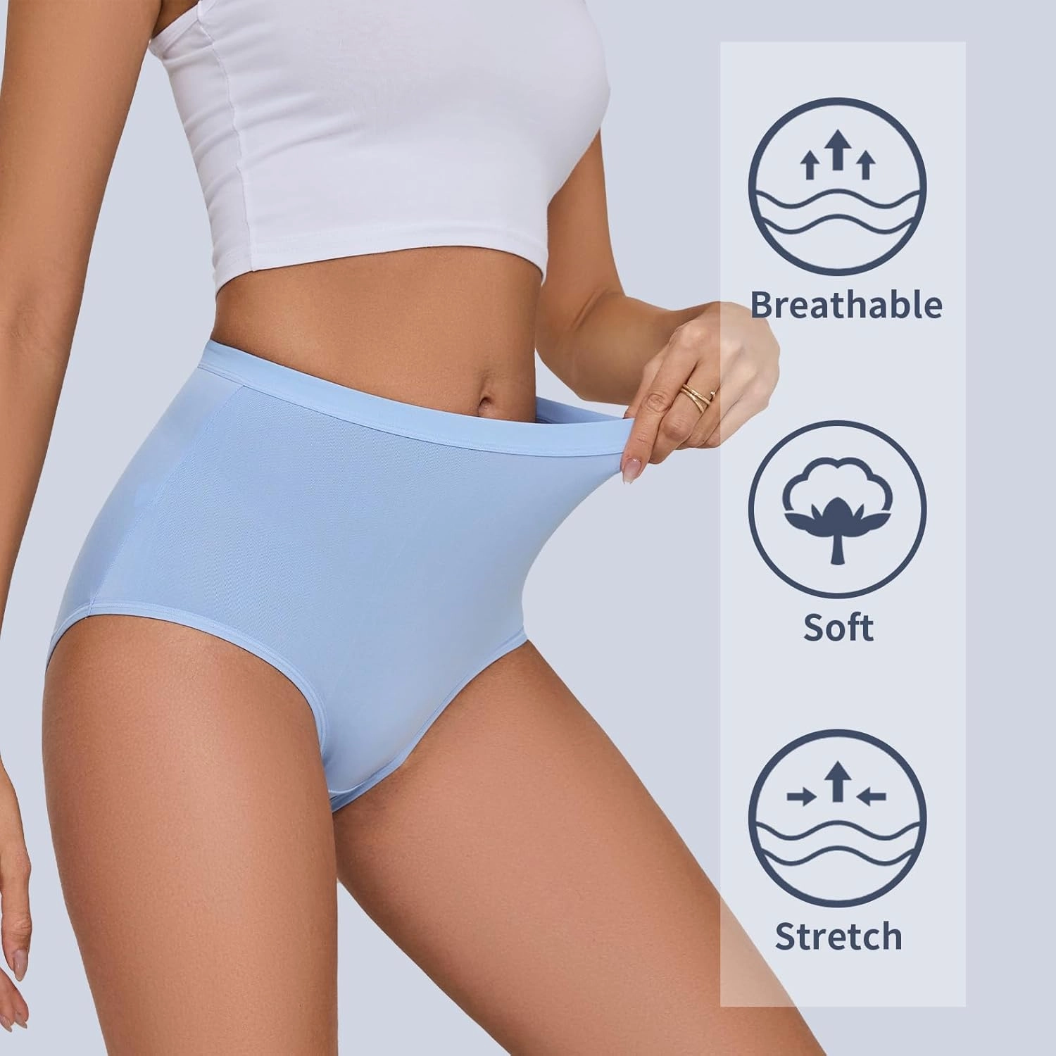 Womens Underwear Pack,C Section High Waisted Tummy Control Moisture-Wicking Brief Underwear,No Show Seamless Panties 6Packs