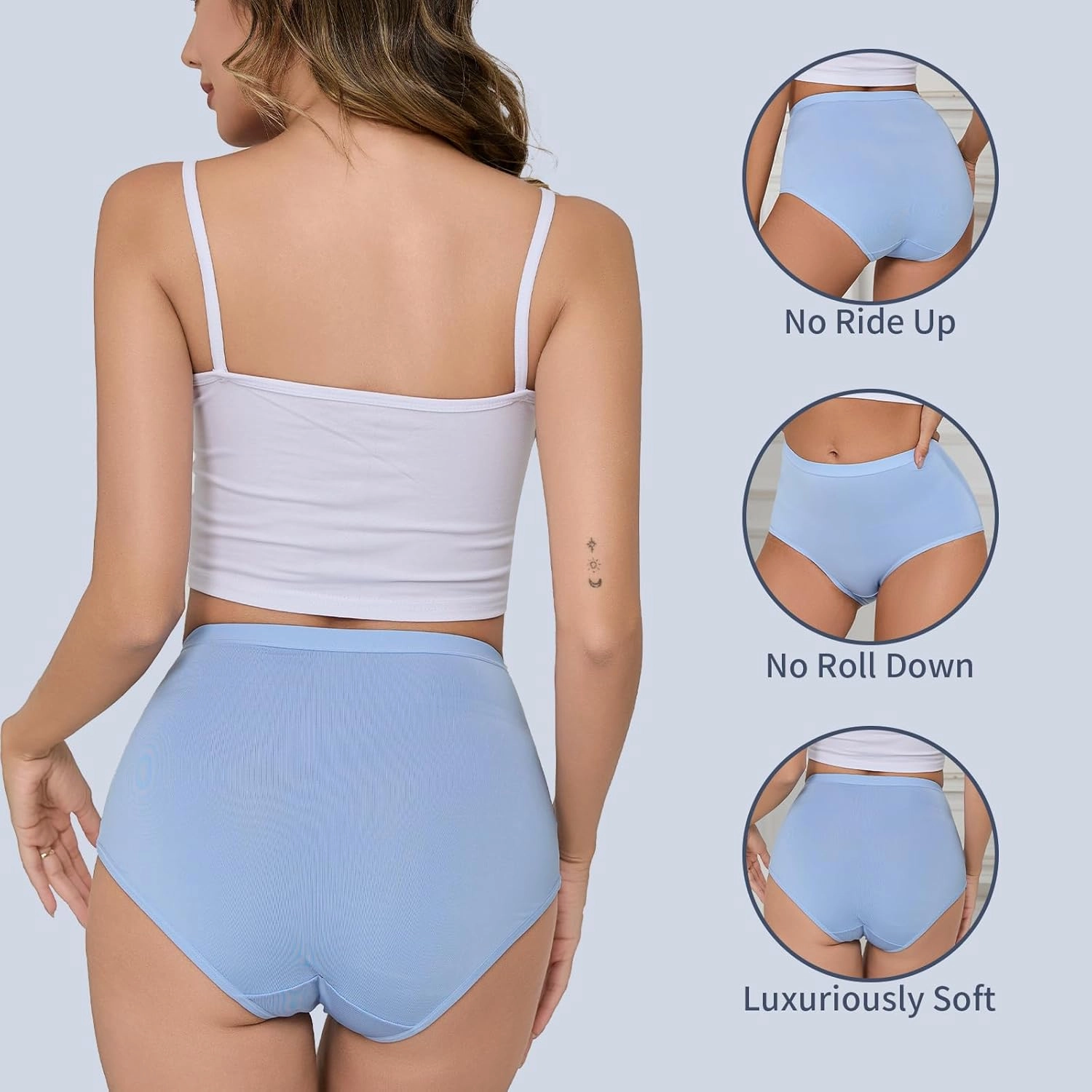 Womens Underwear Pack,C Section High Waisted Tummy Control Moisture-Wicking Brief Underwear,No Show Seamless Panties 6Packs