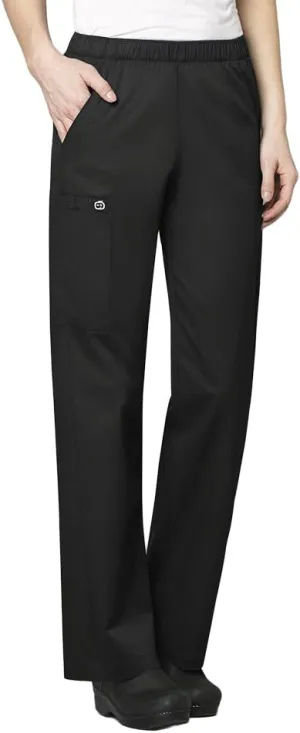 WonderWink Women's Pull-On Cargo Pant, Black, Small Tall